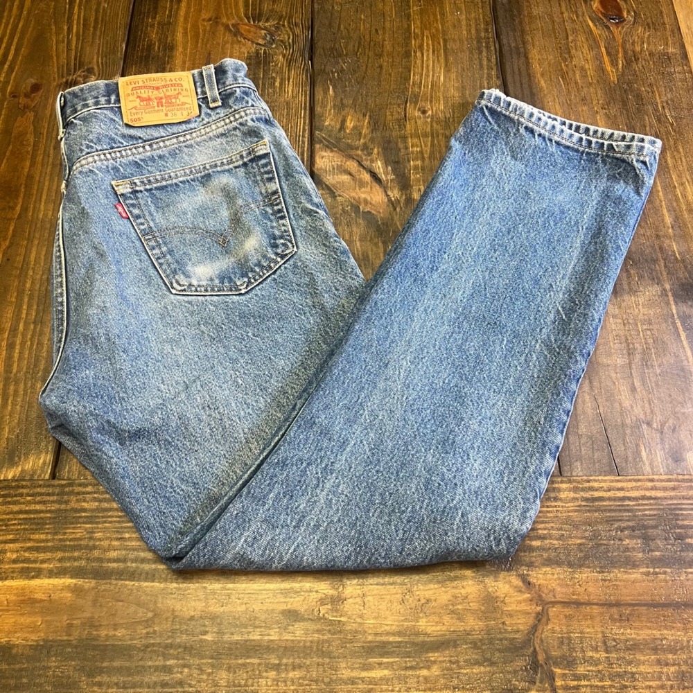 Levis 505 Mens Regular Fit Straight Leg Jeans Blue Medium Wash Denim 36x34